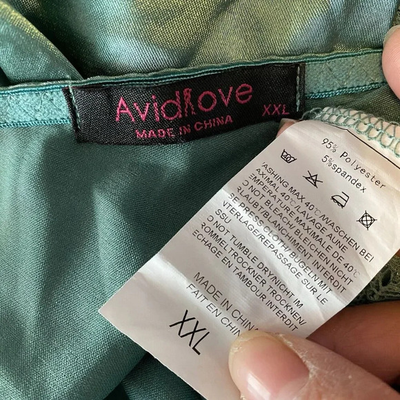 Avoidlove Fairy Y2K Slip Dress XXL Lingerie Teal Lace Satin Silky Sexy Romantic - Picture 4 of 10